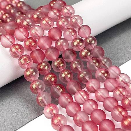 Frosted Transparent Glass Bead Strands X1-GLAA-P065-8mm-09-1