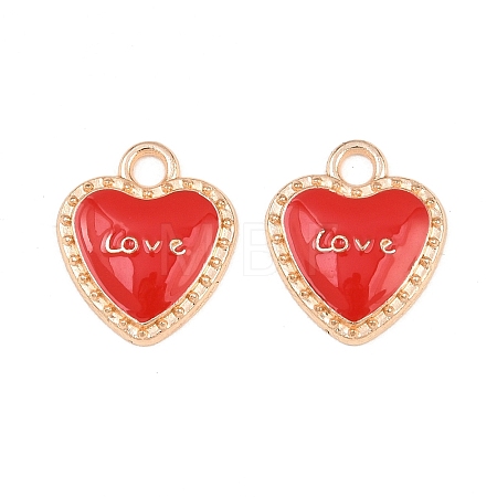 Red Love Heart Alloy Enamel Pendants PALLOY-A024-03KCG-1