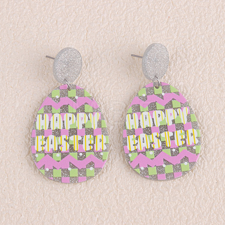 Easter Acrylic Glitter Powder Dangle Stud Earrings FS-WG58748-10-1