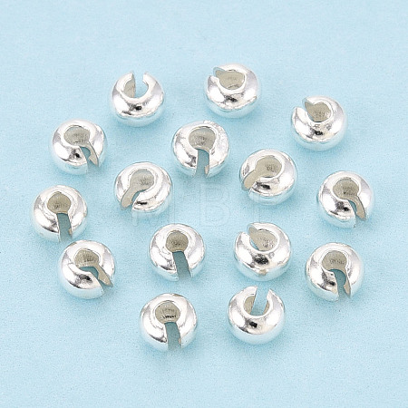 925 Sterling Silver Crimp Beads Covers STER-T008-37S-03-1