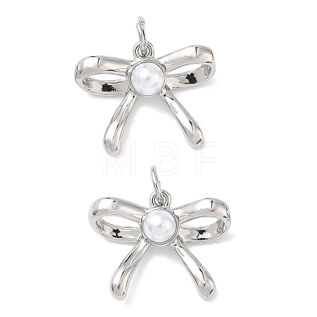 Brass ABS Imitation Pearl Pendants KK-P349-16P-1