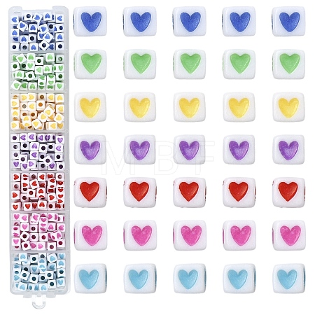 399Pcs 7 Colors Opaque Acrylic Beads OACR-YW0003-12-1