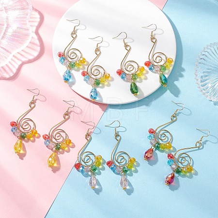 Vortex Spiral Glass Dangle Earrings EJEW-JE06861-1