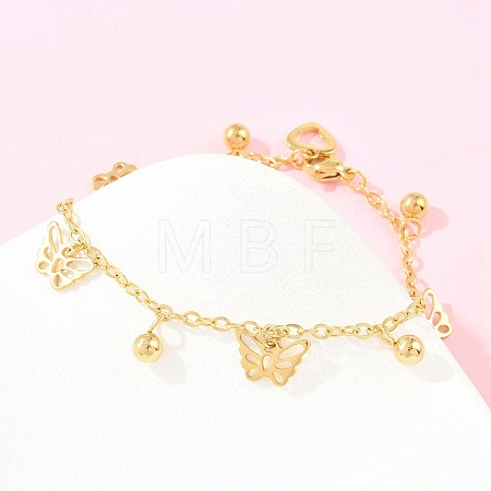 304 Stainless Steel Charm Anklets BJEW-D458-03G-1