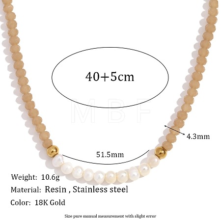 Fashion Natural Freshwater Pearl & Faceted Rondelle Glass Beaded Necklaces for Women AX4759-9-1