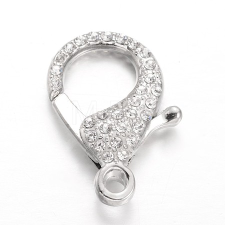 Alloy Rhinestone Lobster Claw Clasps PALLOY-L166-01P-1