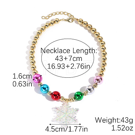 Christmas Theme AB Color Acrylic Pendant Round Beaded Necklaces FS-WG3DBCD-05-1