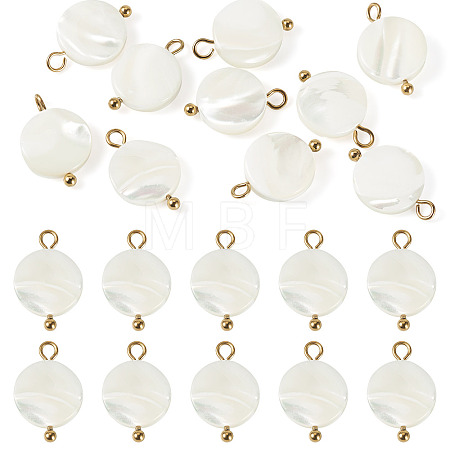 10Pcs Natural Shell Disc Pendants STAS-TA0006-28-1