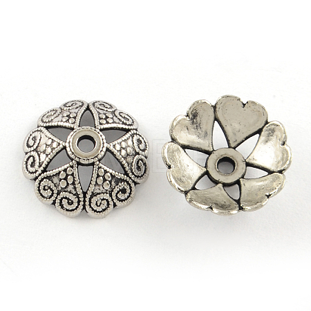 Tibetan Style Alloy Bead Caps X-TIBEP-R304-054AS-LF-1