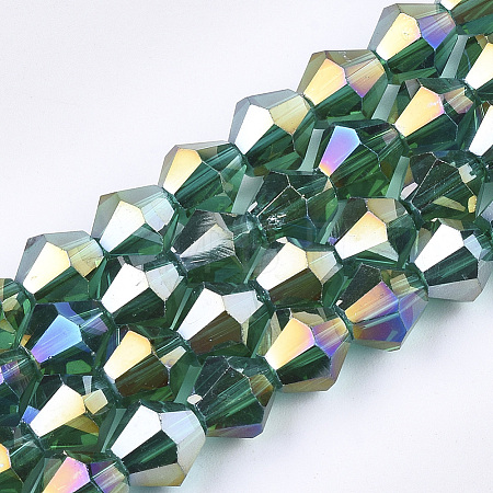 Electroplate Glass Beads Strands EGLA-Q118-6mm-B15-1