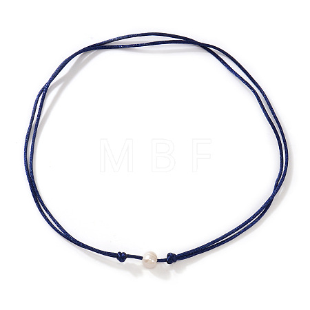 Imitation Pearl White Potato Pendant Adjustable Waxed Cord Necklaces for Women OH8963-1-1