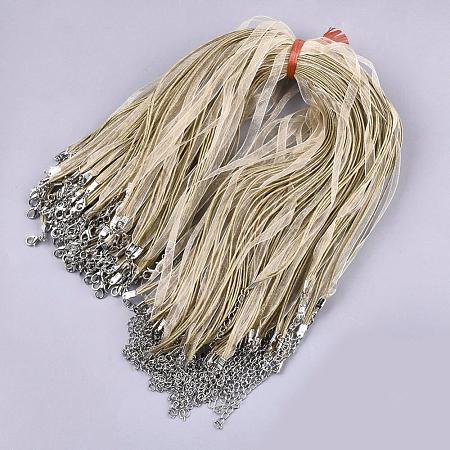 Waxed Cord and Organza Ribbon Necklace Making NCOR-T002-278-1