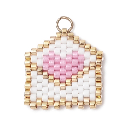 Beaded Heart Envelope Charms PALLOY-MZ01092-01-1