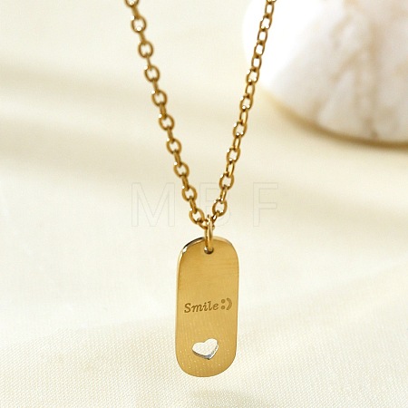 201 Stainless Steel Smile Oval Pendant Necklaces for Women WG85DC7-01-1