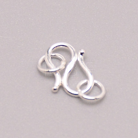 925 Sterling Silver S Shape Clasps STER-WH0001-08B-1