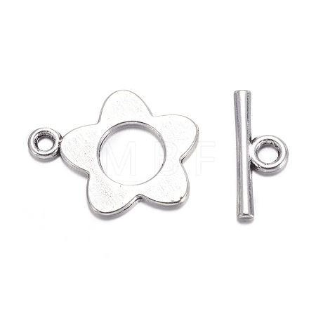 Flower Tibetan Style Alloy Toggle Clasps LS-A0977Y-1