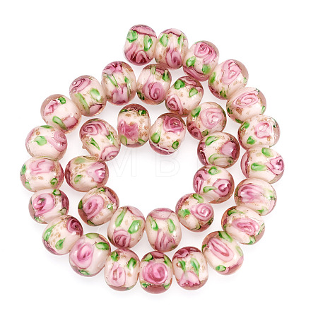 1 Strand Handmade Lampwork Inner Flower Rondelle Beads Strands LAMP-TA0002-72J-1