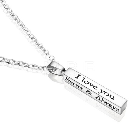 304 Stainless Steel Square Bar Pendant Necklace UI5932-2-1