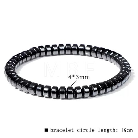 Synthetic Non-magnetic Hematite Beads Stretch Bracelets for Men RL7655-3-1