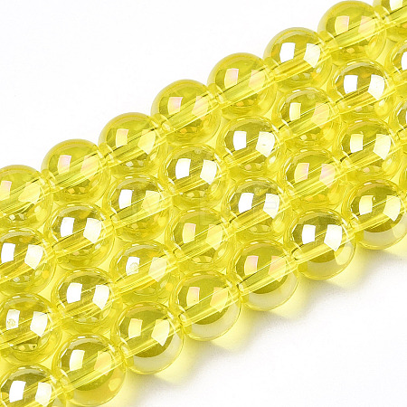 Electroplate Transparent Glass Beads Strands GLAA-T032-T8mm-AB12-1