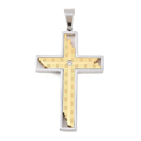 304 Stainless Steel Rhinestone Pendants STAS-B137-06GP-1