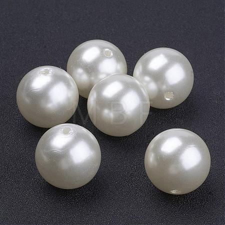 Creamy White Acrylic Imitation Pearl Round Beads for Chunky Kids Necklace X-PACR-20D-12-1