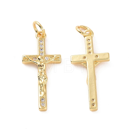 Rack Plating Brass Micro Pave Cubic Zirconia Pendants KK-C008-37G-1