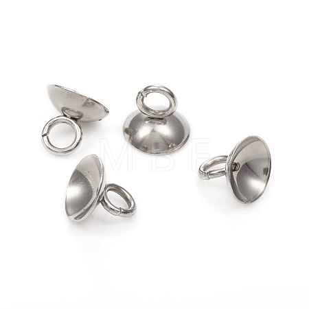201 Stainless Steel Bead Cap Pendant Bails STAS-G224-24P-02-1