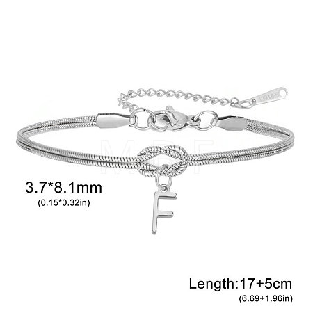 304 Stainless Steel Initial Charm Bracelets FS-WGD8E41-17-1