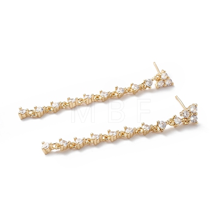 Clear Cubic Zirconia Triangle Dangle Stud Earrings EJEW-L261-004G-1