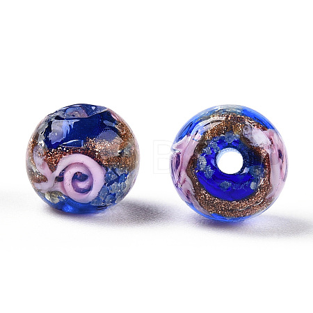 Luminous Handmade Gold Sand Lampwork Beads LAMP-T021-03O-1