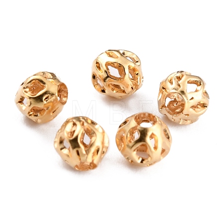 Long-Lasting Hollowed Plated Brass Beads KK-O133-003A-G-1