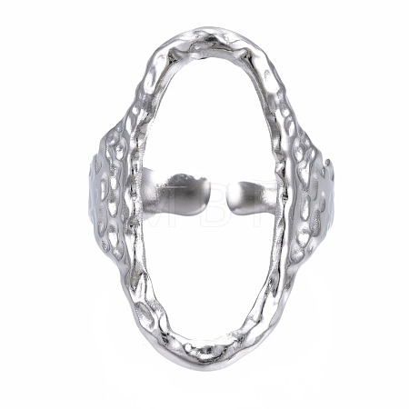 Non-Tarnish 304 Stainless Steel Oval Open Cuff Ring RJEW-T023-91P-1