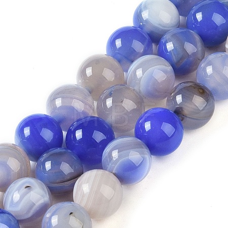 Natural Striped Agate/Banded Agate Beads Strands G-Z060-A01-C26-1