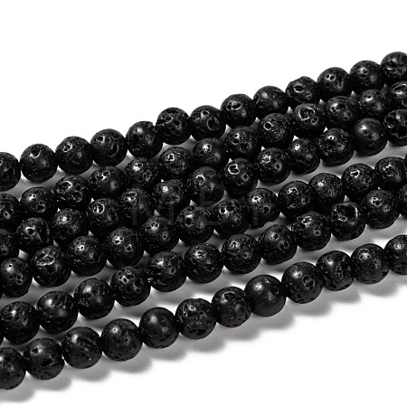 Natural Lava Rock Round Bead Strands G-M169-6mm-03-1