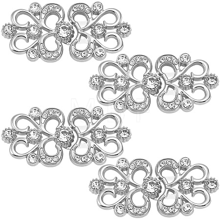 4Pcs Flower Alloy Crystal Rhinestone Adjustable Jean Button Pins FIND-CY0002-27P-1