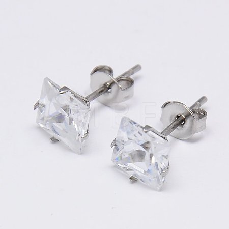 Cubic Zirconia Ear Studs X-STAS-E051-2E-1