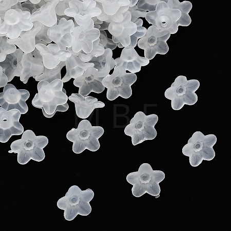 Transparent Frosted Acrylic Flower Beads X-PL554-1