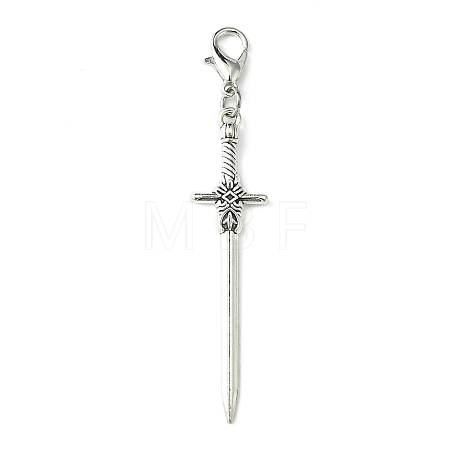 Alloy Sword Big Pendant Decoration X-HJEW-JM02179-1