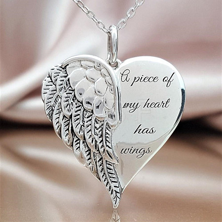 Heart Wing Alloy Pendant Necklaces WGFAB69-02-1