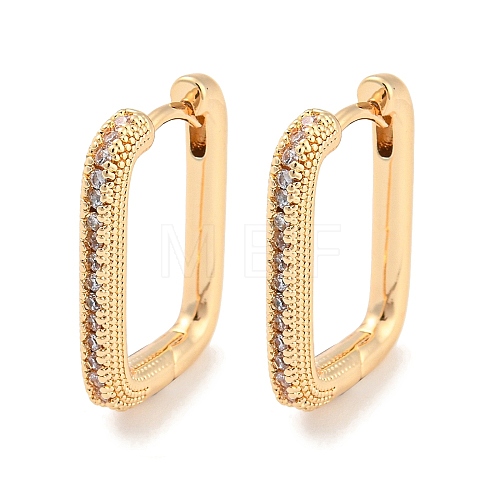 Brass with Cubic Zirconia Hoop Earrings EJEW-G363-18KCG-1