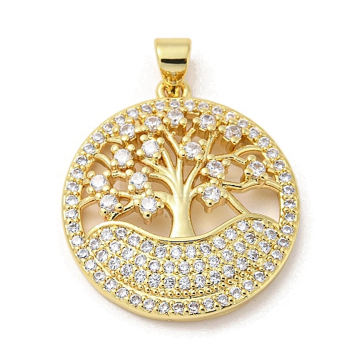 Rack Plating Brass Micro Pave Cubic Zirconia Pendants KK-F869-24G-1