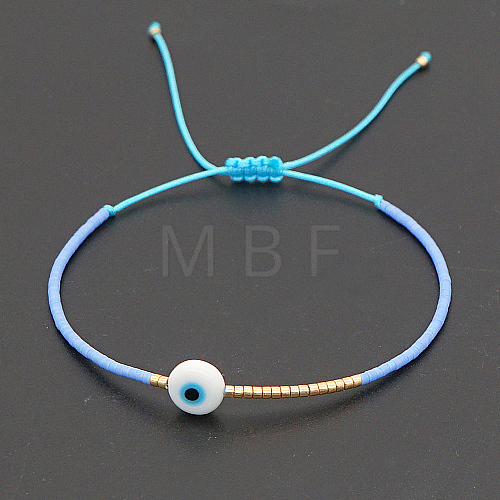 Adjustable Lanmpword Evil Eye Braided Bead Bracelet ZW2937-16-1