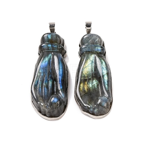 Natural Labradorite Carved Big Pendants G-B085-14P-1