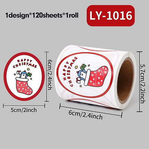 120 Round Paper Christmas Cartoon Sticker Rolls DIY-M070-09E-1