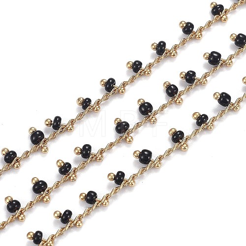 Brass Handmade Glass Beaded Chains CHC-F012-01A-1