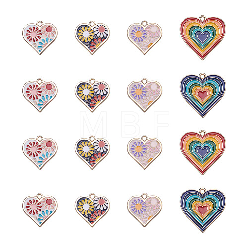 Kissitty 20Pcs 5 Style Heart Alloy Enamel Pendants ENAM-KS0001-08-1