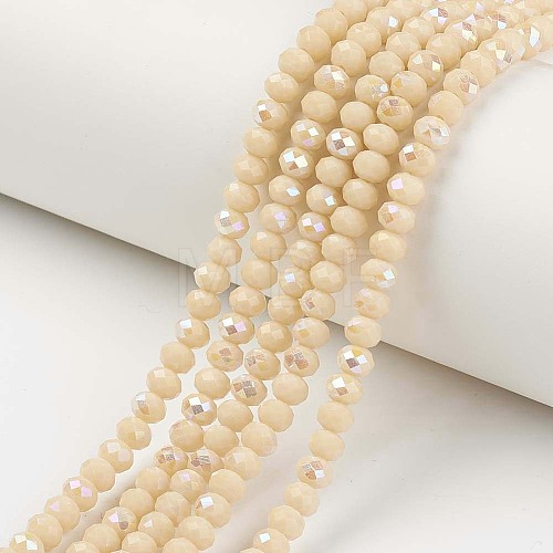 Electroplate Opaque Solid Color Glass Beads Strands X1-EGLA-A034-P8mm-L14-1