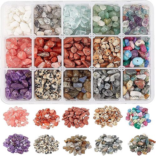  Natural & Synthetic Mixed Gemstone & Glass Chip Beads G-NB0002-07-1