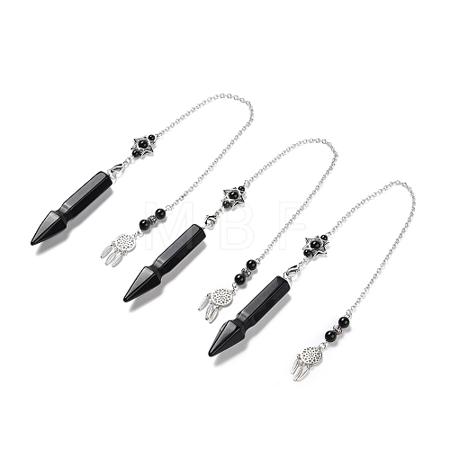 Natural Obsidian Pointed Dowsing Pendulums G-I322-01P-04-1